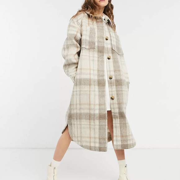 New! ASOS DESIGN longline shacket in check - Picture 9 of 10